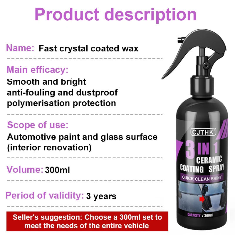 Nano Revêtement Céramique 3-en-1 – Brillance & Protection Hydrophobe